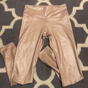 Athleta blush pink metallic leggings (full length)